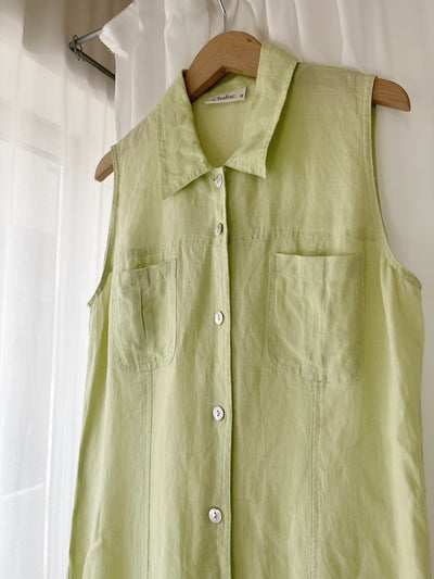 Sleeveless Linen Shirt Dress