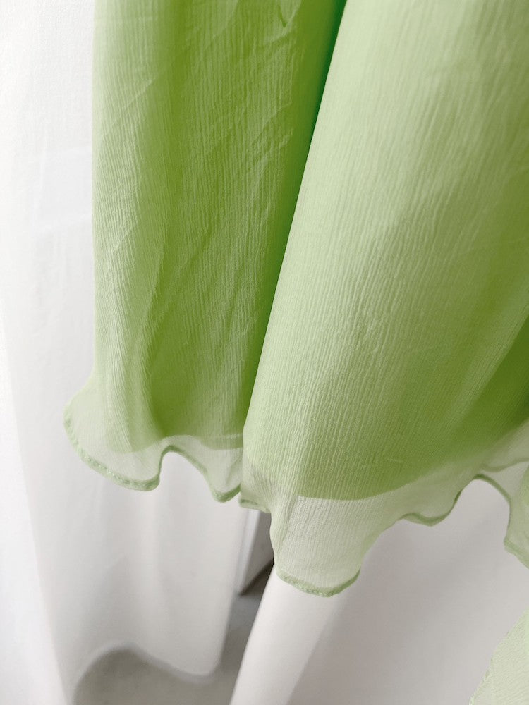 70s Light Green Sheer Long Dress