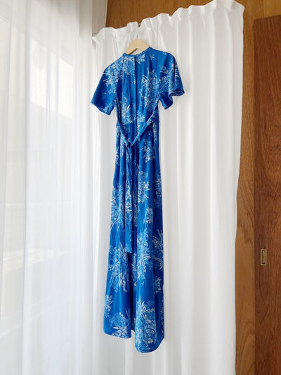 70s Polyester Royal Blue Dress