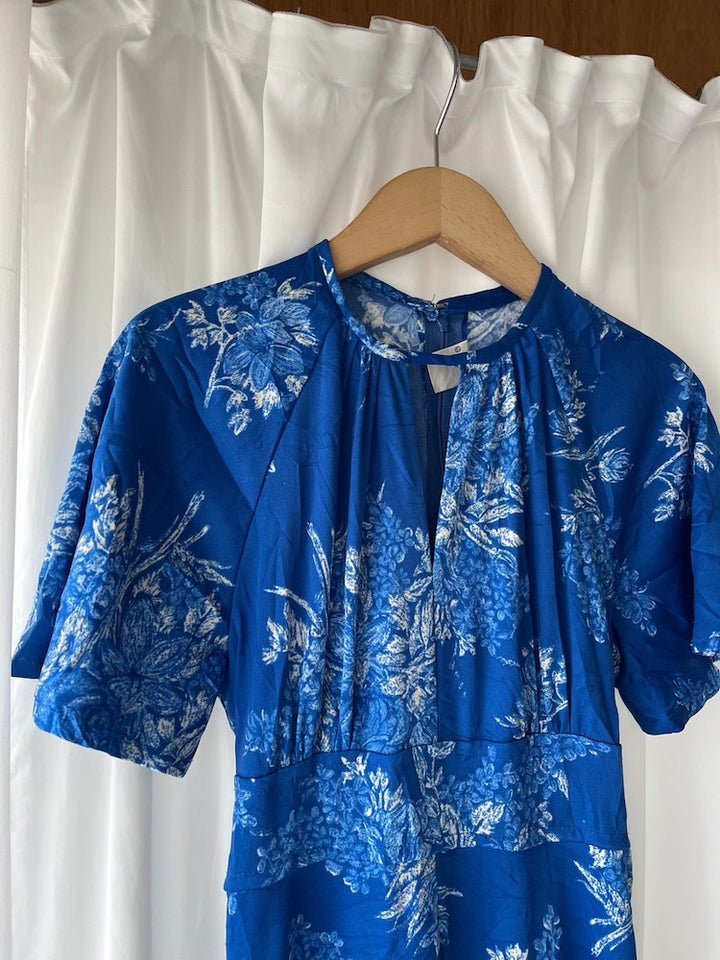 70s Polyester Royal Blue Dress