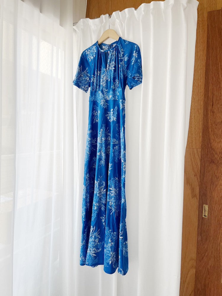 70s Polyester Royal Blue Dress