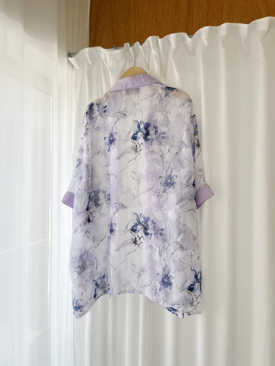Lavender Point Sheer Shirt Gown