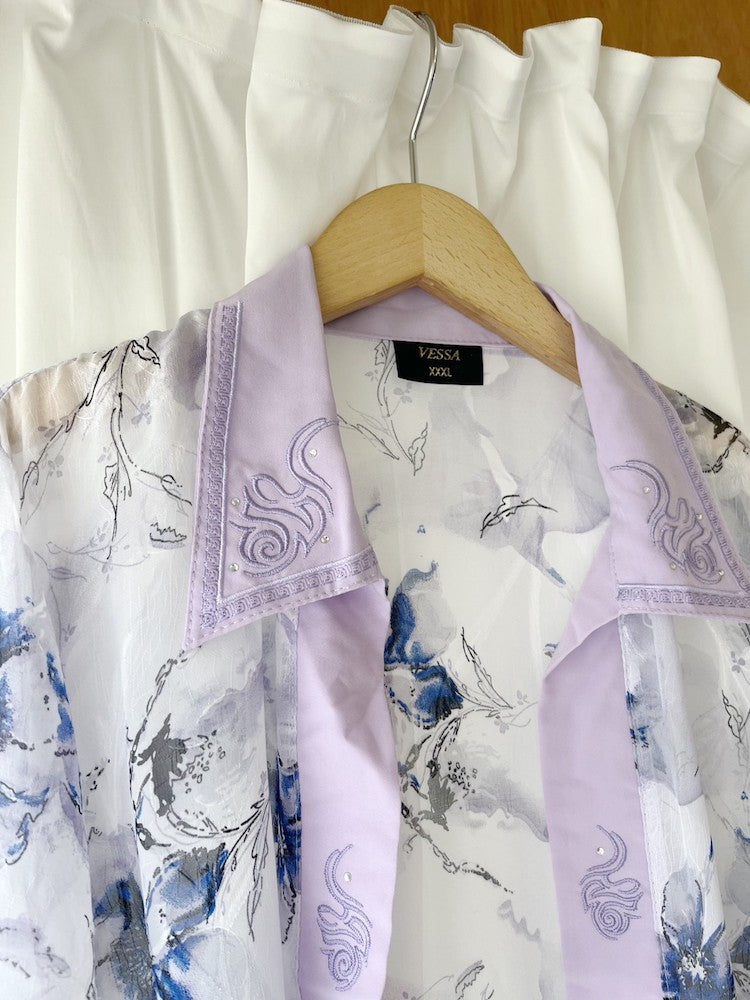 Lavender Point Sheer Shirt Gown