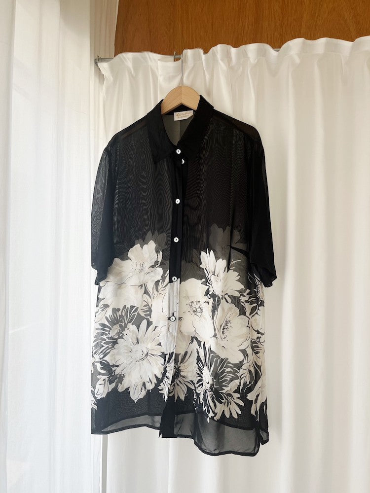 Black Sheer Flower Shirt – MARTE