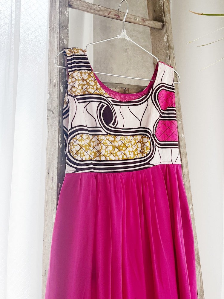 Fuchsia Sleeveless Batik Dress
