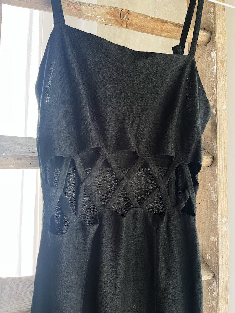 Front Net Black Dress