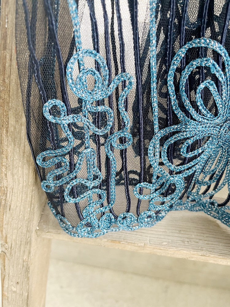 Blue Embroidery Lace Blouse