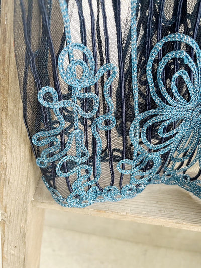 Blue Embroidery Lace Blouse