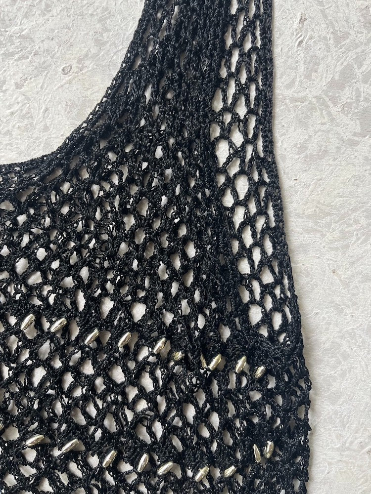 Crochet Silver Beads Vest