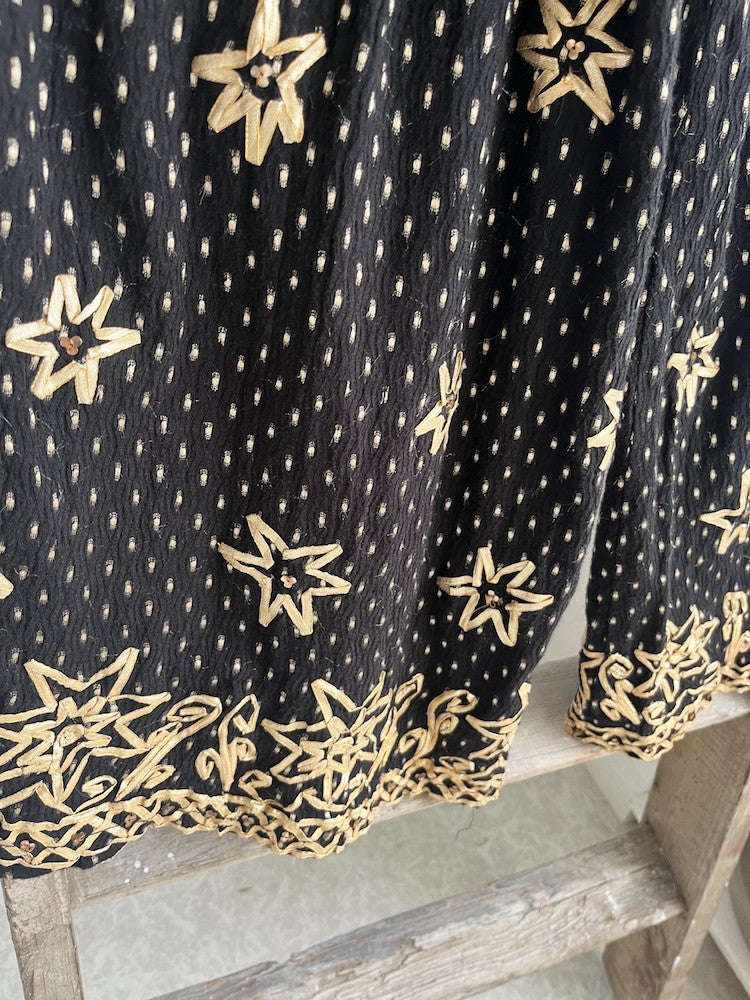 Black Embroidery H/W Pants