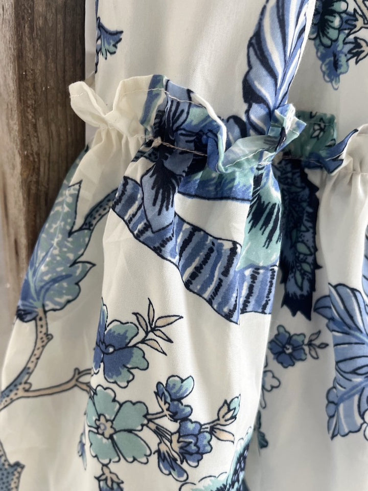 80s Design Blue Floral Dress