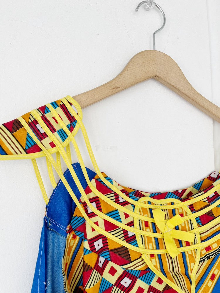 Shoulder Design Batik Midi Dress