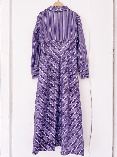 Purple×Silver Open Collar Dress