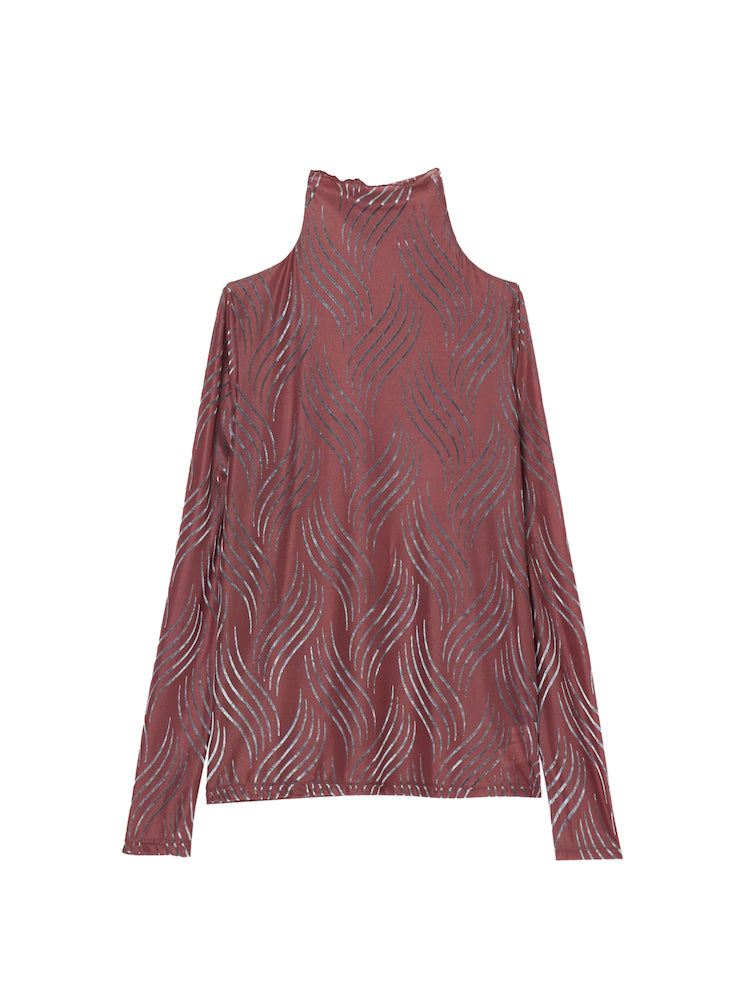 Wave Line Flocky Print Top｜フロッキーハイネックトップス – MARTE