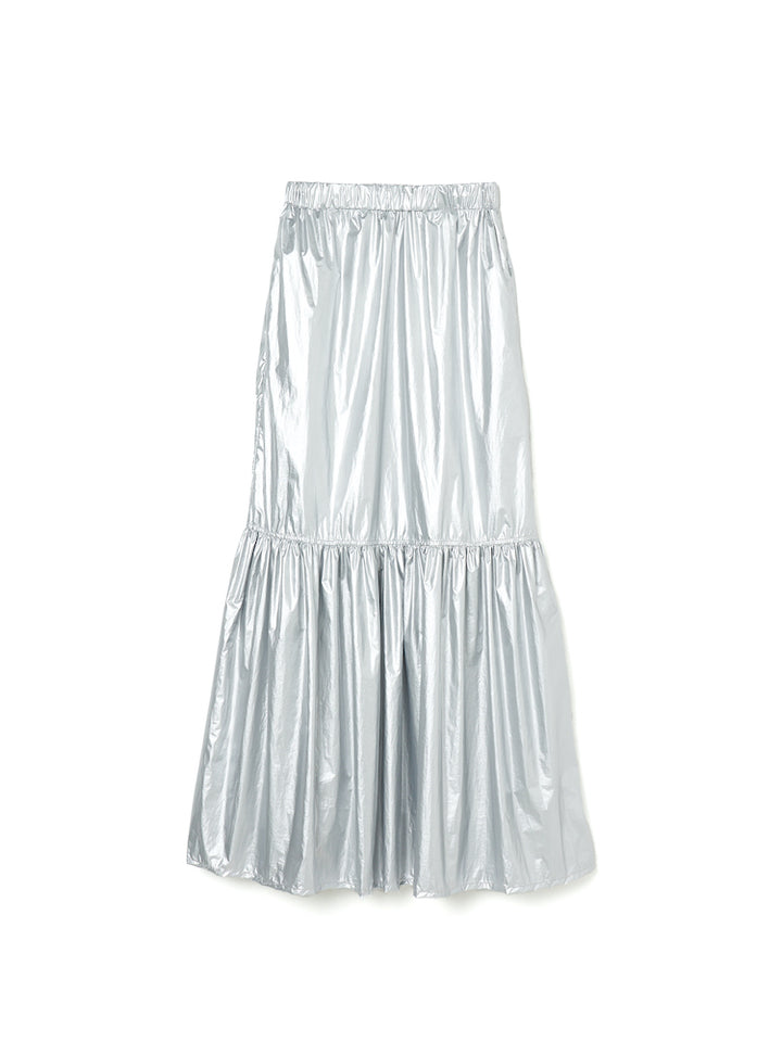 Metallic Tiered Skirt / Silver