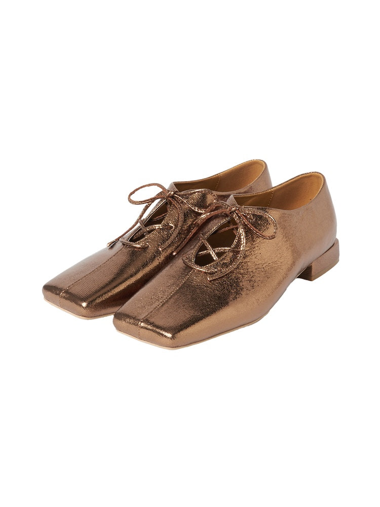 Cracked Metallic Flat Shoes|メタリックシューズ – MARTE Cracked Metallic Flat Shoes|メタリックシューズ – MARTE