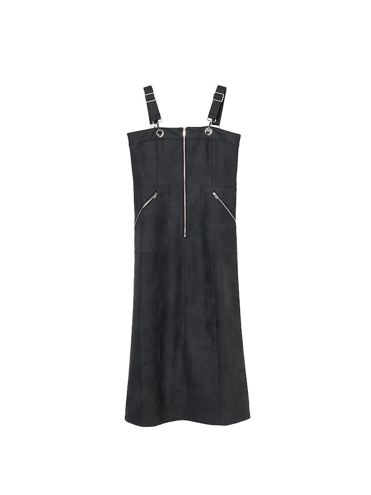 Eyelet Fake Leather Salopette｜アイレットフェイクレザー