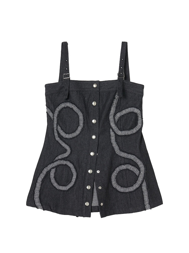 sahara Gathering Tape Denim Bustier ブラック sahara Gathering Tape Denim Bustier ブラック