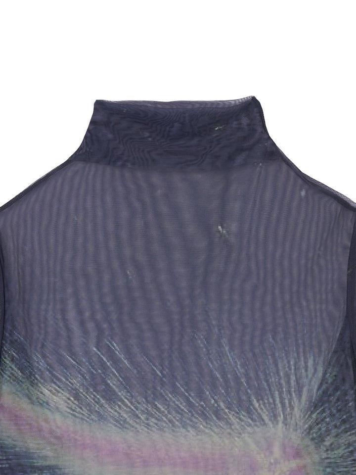 High Neck Sheer Top / 11 Meteor