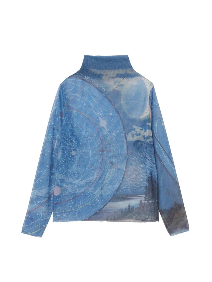 High Neck Sheer Top / 08 Celestial Map