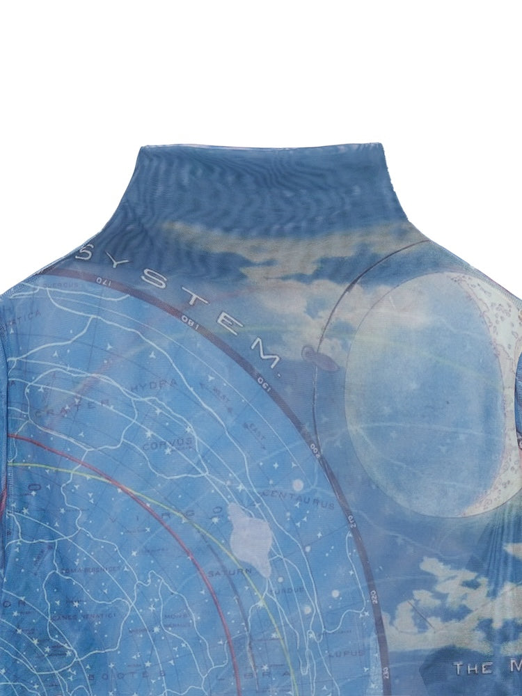 High Neck Sheer Top / 08 Celestial Map