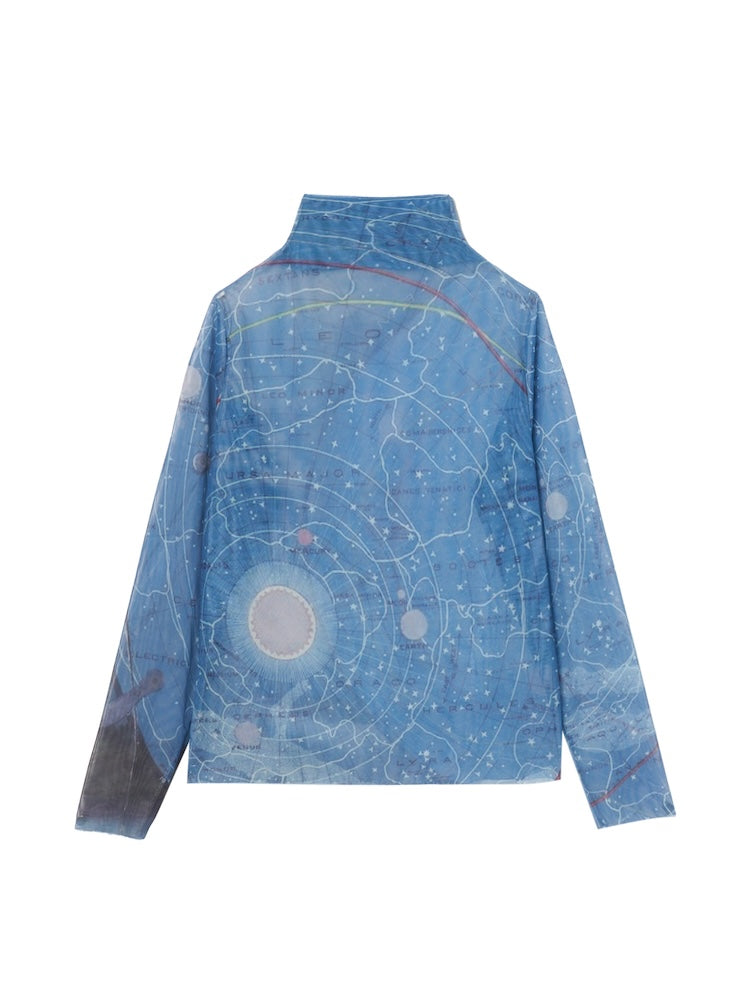 High Neck Sheer Top / 08 Celestial Map