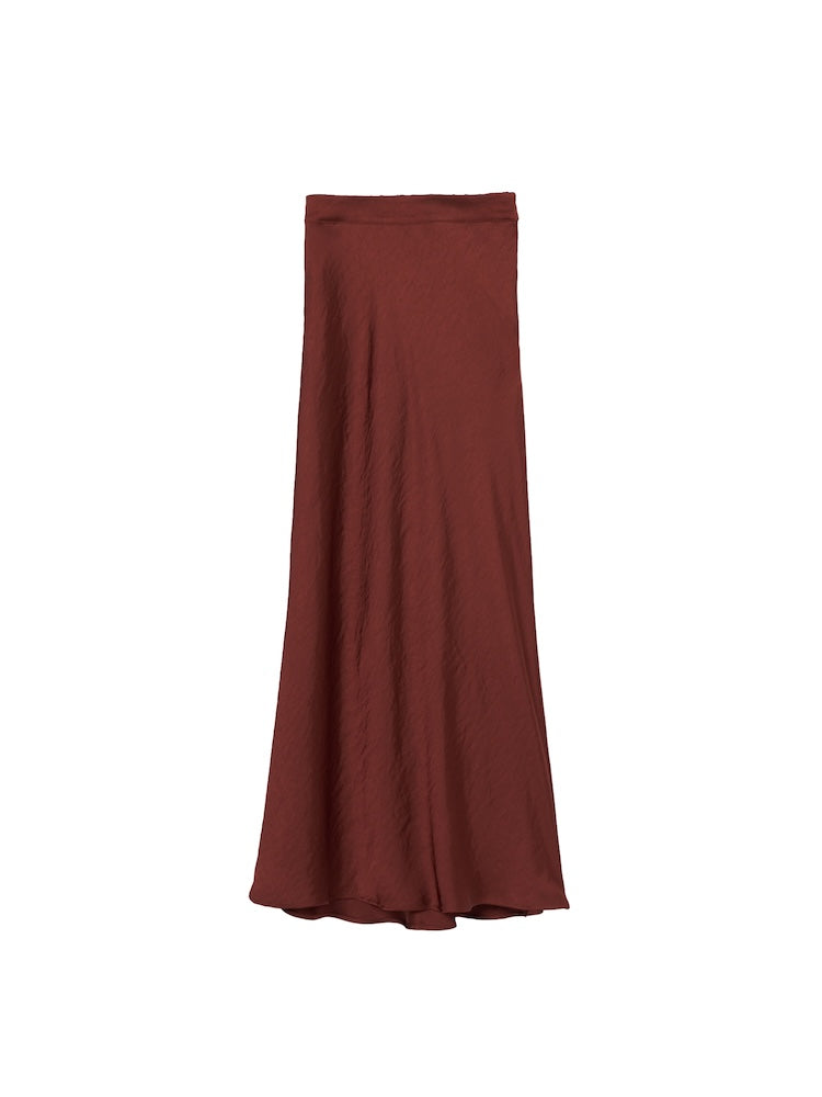 Silky Satin Skirt / RedBrown Sサイズ