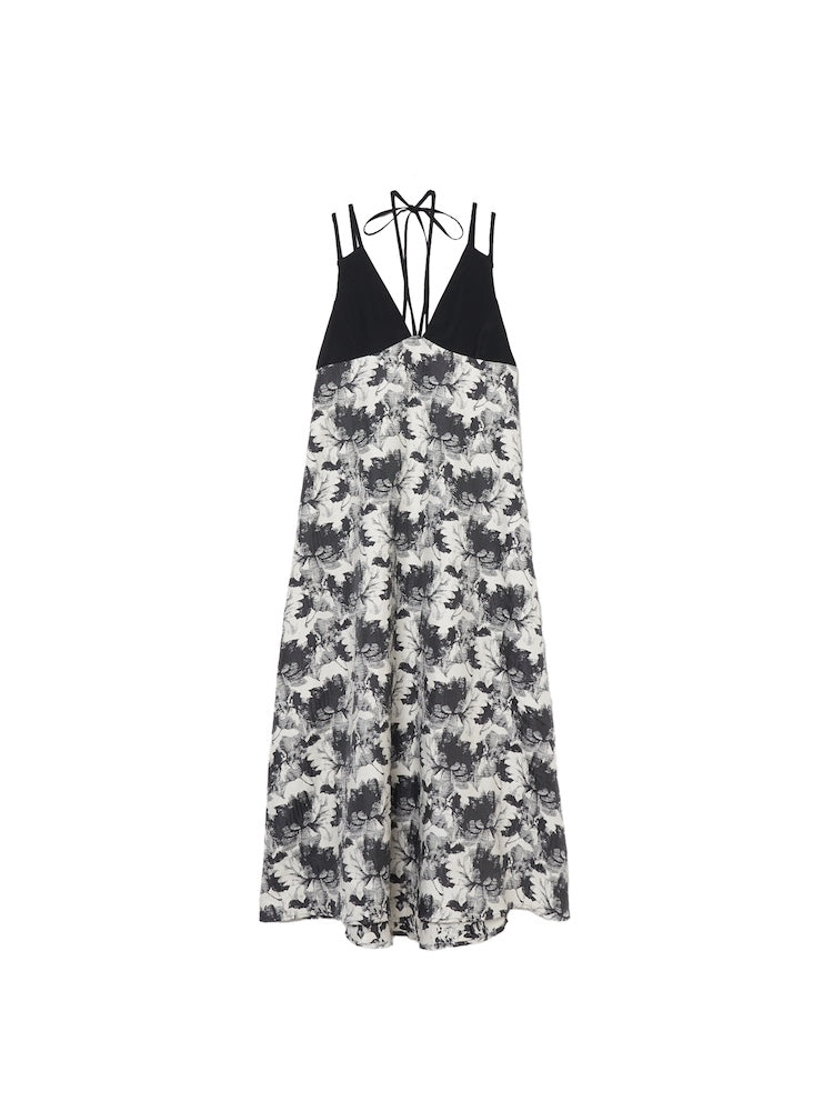 Design Strap Jacquard Dress / Black