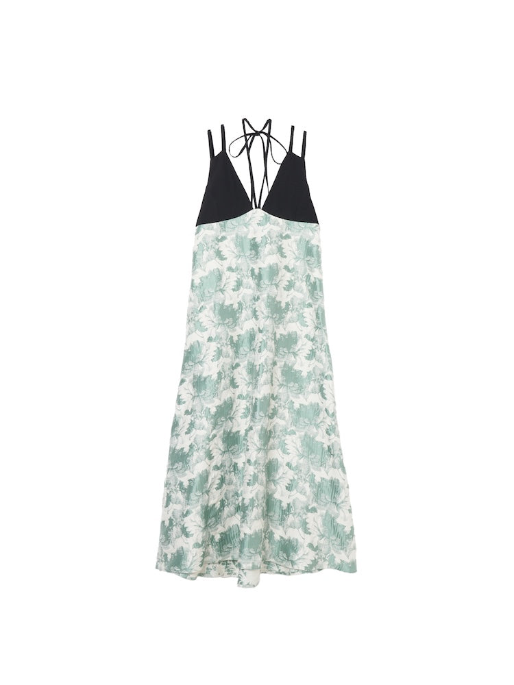 Design Strap Jacquard Dress / Green