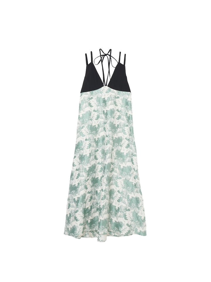 Design Strap Jacquard Dress / Green
