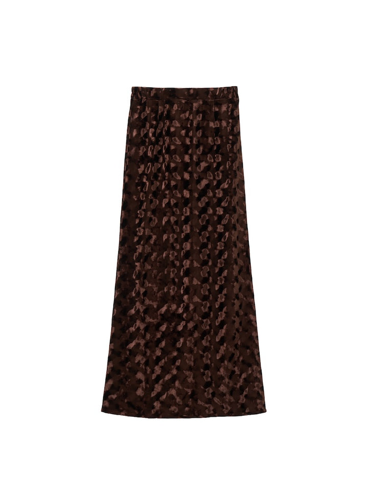 Emboss Velour Long Skirt / Brown S or Mサイズ