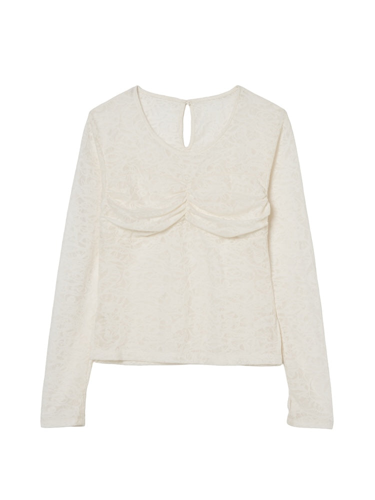 Gather Bust Lace Top / White