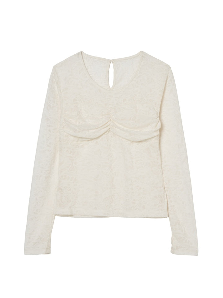 Gather Bust Lace Top / White