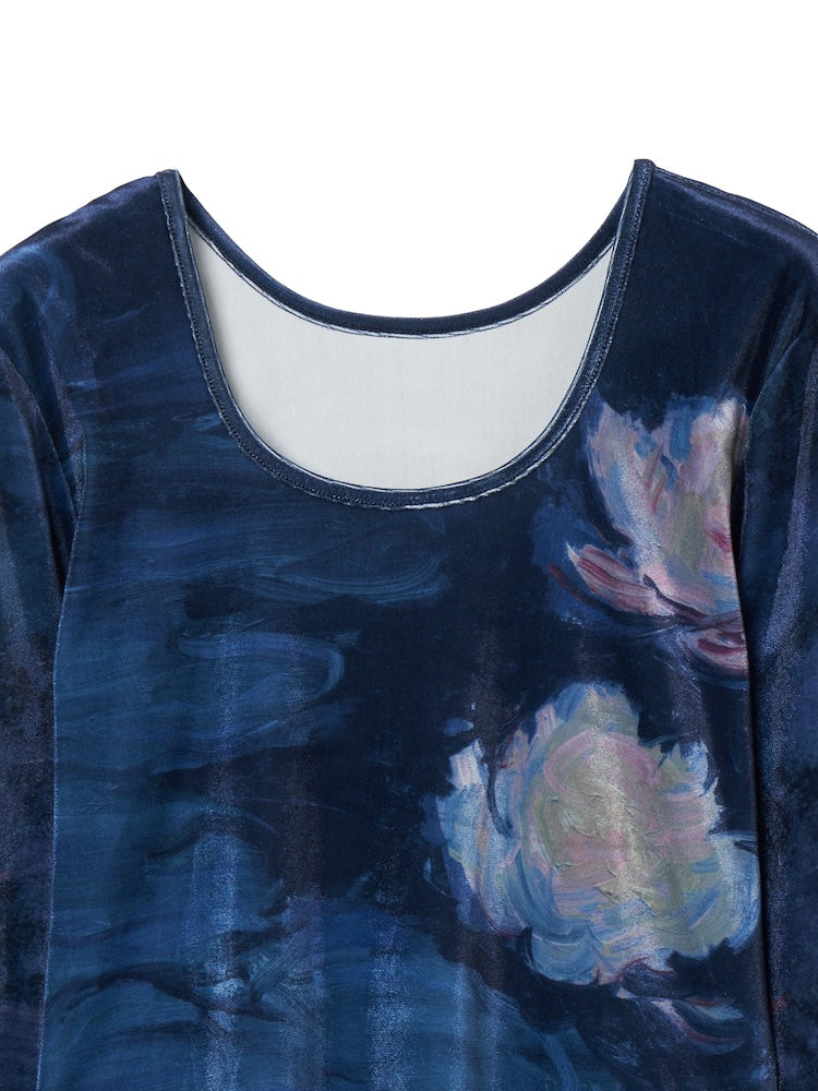 【9月23日(火) 12:00販売開始】Velour Art Print Top / 08 Nympheas