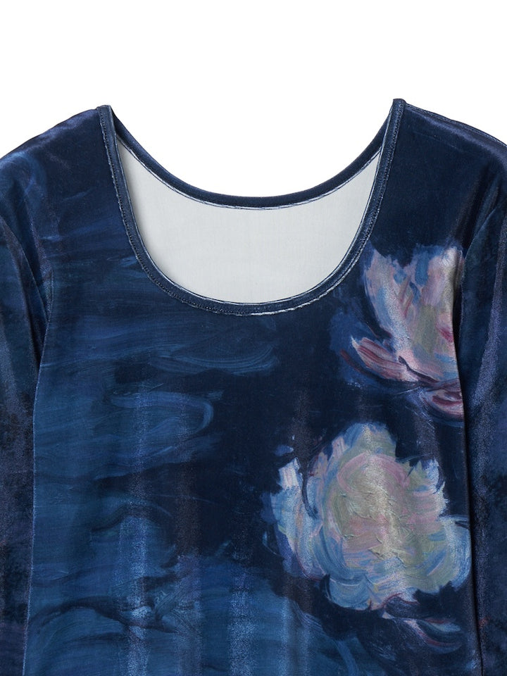 【9月23日(火) 12:00販売開始】Velour Art Print Top / 08 Nympheas