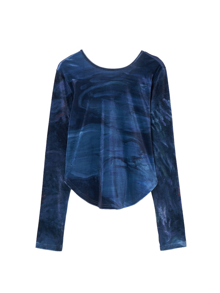 【9月23日(火) 12:00販売開始】Velour Art Print Top / 08 Nympheas