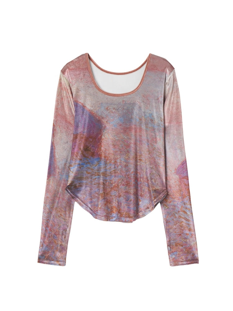 【9月23日(火) 12:00販売開始】Velour Art Print Top / 07 Grainstack