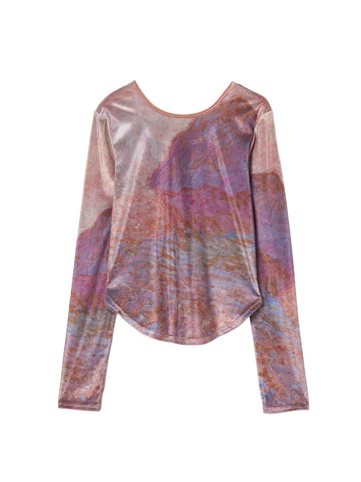 【9月23日(火) 12:00販売開始】Velour Art Print Top / 07 Grainstack