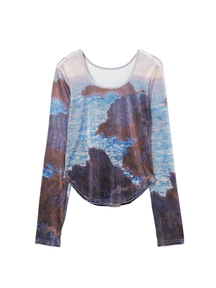 Velour Art Print Top – MARTE