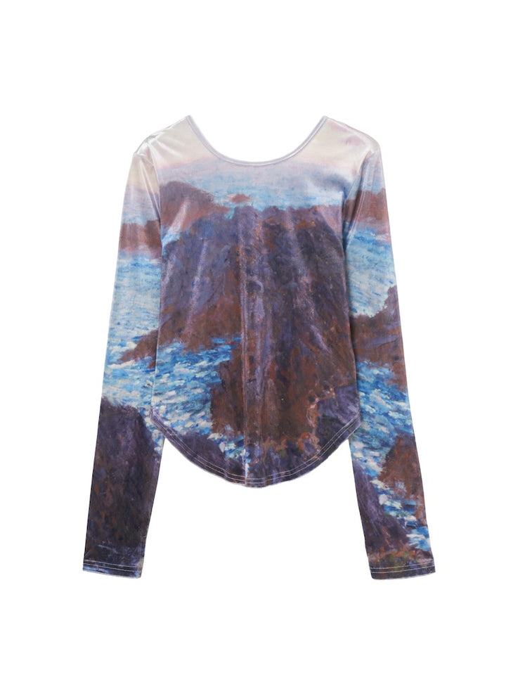 【9月23日(火) 12:00販売開始】Velour Art Print Top / 06 Belle-Isle