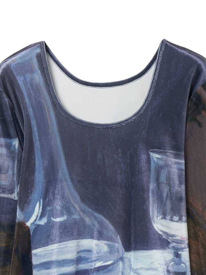 【9月23日(火) 12:00販売開始】Velour Art Print Top / 09 Still Life with Bottle