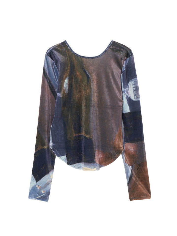 【9月23日(火) 12:00販売開始】Velour Art Print Top / 09 Still Life with Bottle