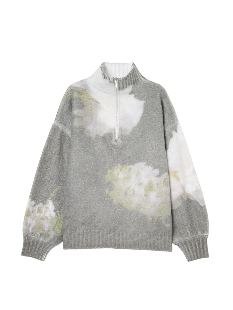 Flower Print Half Zip Knit – MARTE