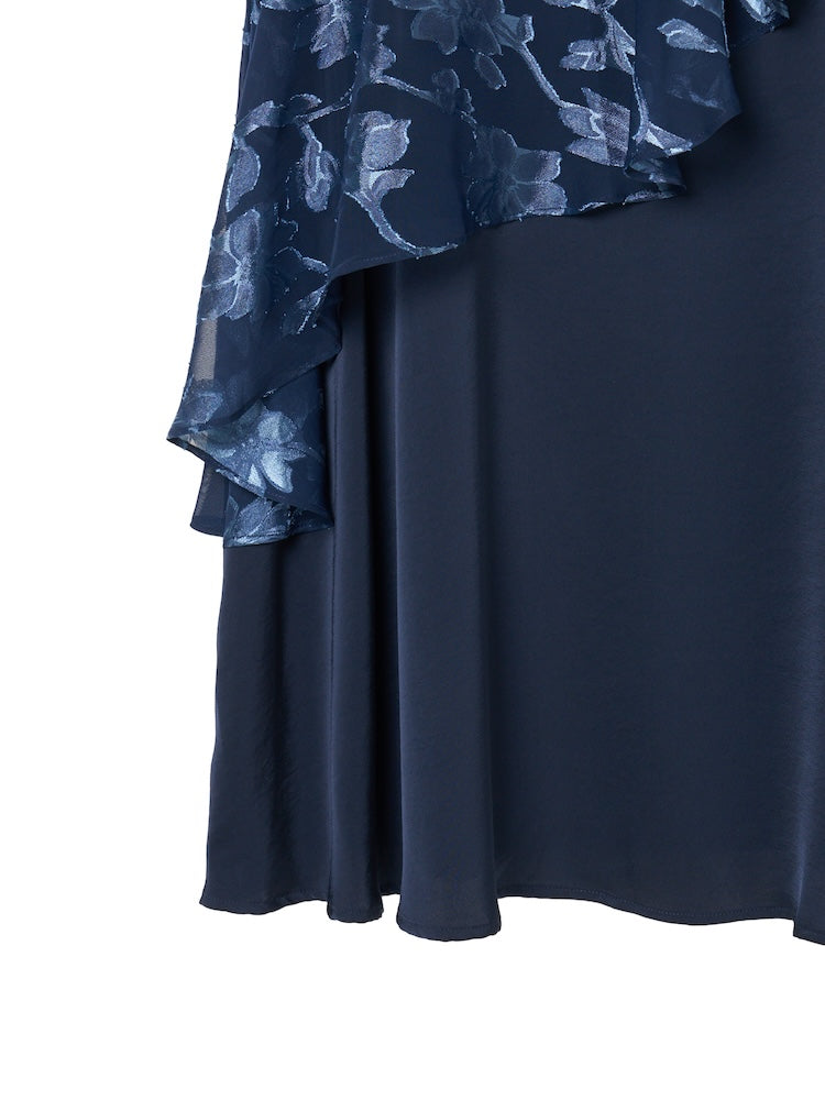 Sheer Jacquard Flare Docking Dress｜シアージャガードフレア