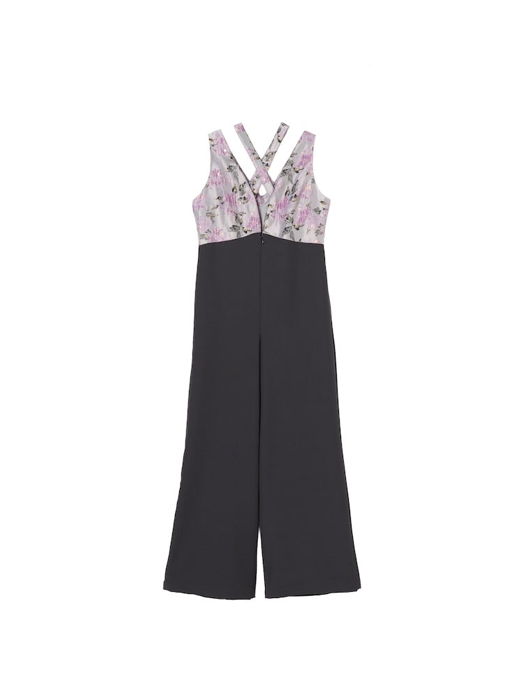 Cross Neck Jacquard Jumpsuits｜結婚式やお呼ばれに｜ジャガード