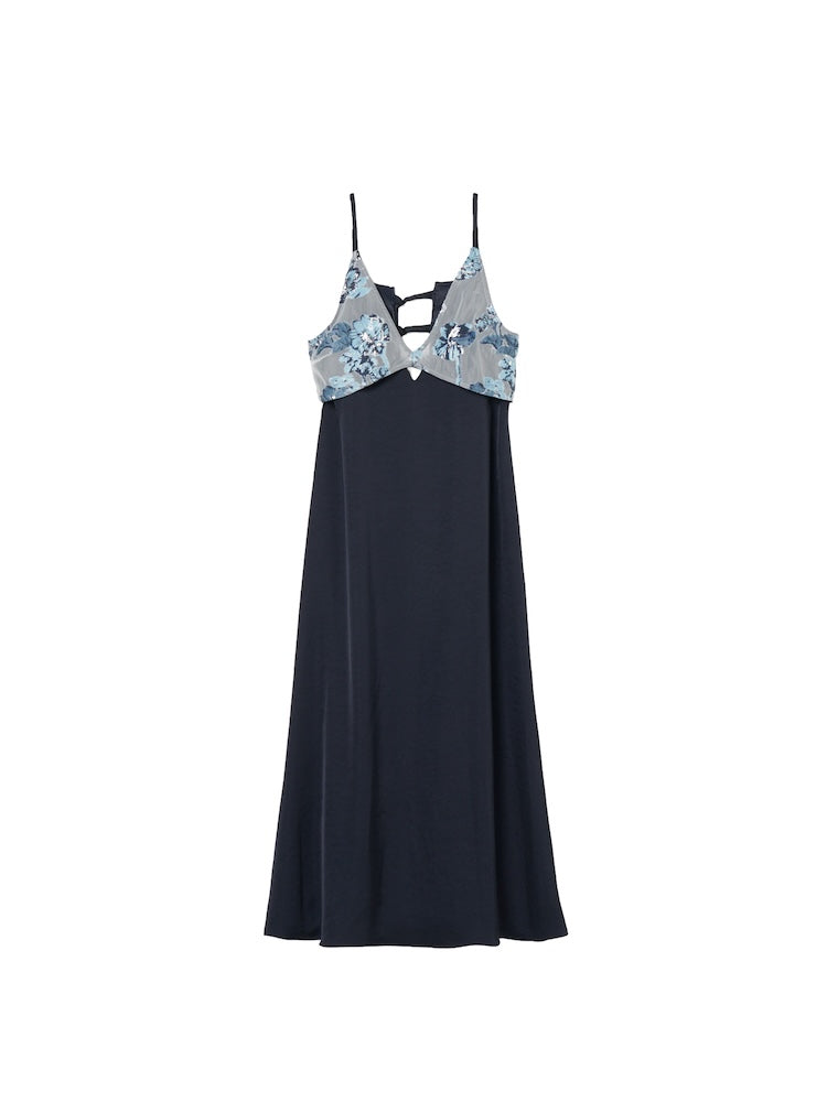 Jacquard Layered Camisole Dress / Navy