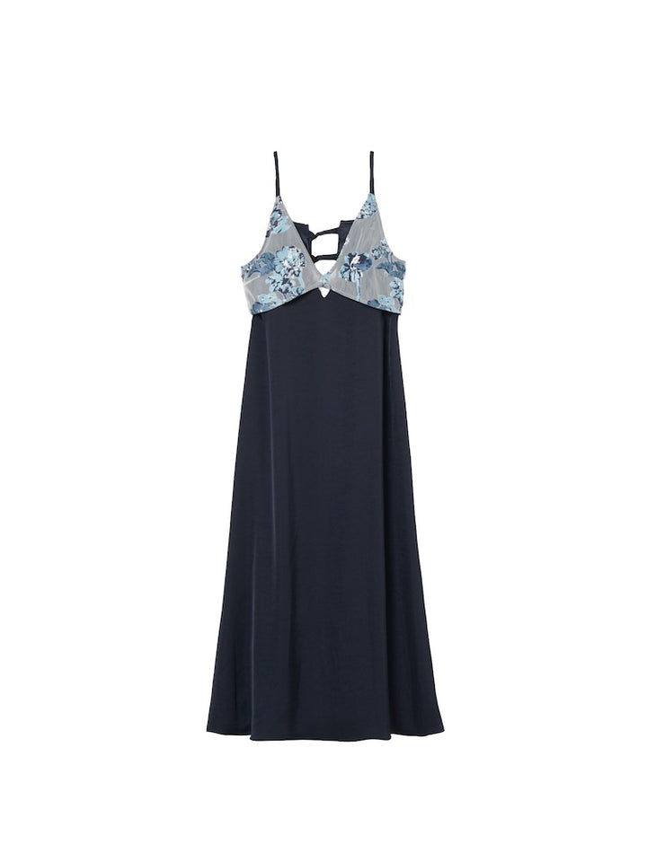 Jacquard Layered Camisole Dress / Navy