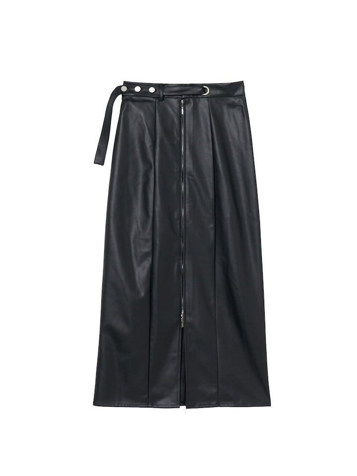 Belt Design Zip Skirt / Black S or Mサイズ