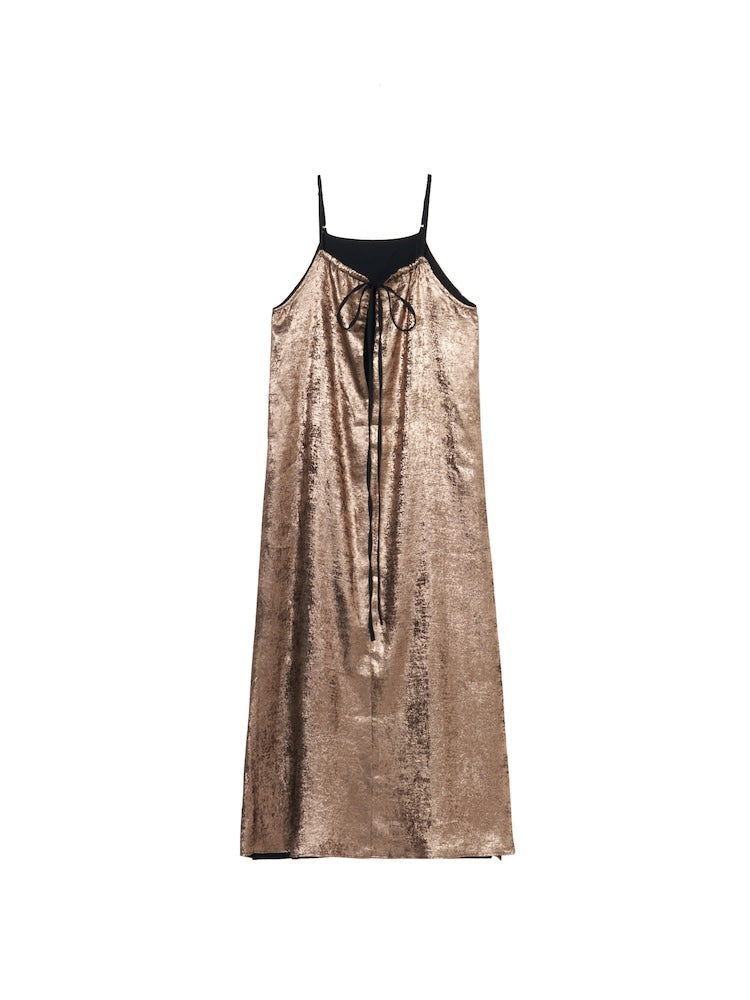 Drawstring Neck Glitter Dress｜結婚式やお呼ばれに｜グリッター
