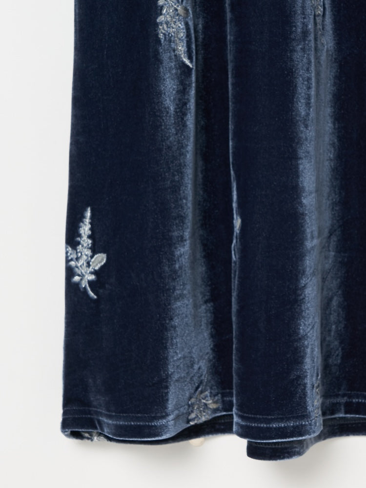 Velour Embroidery Shirring Sleeve Dress｜結婚式やお呼ばれドレス
